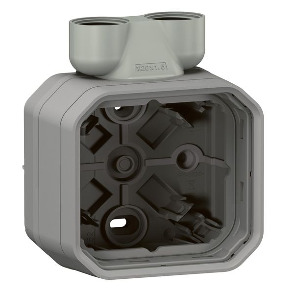 PLEXO 1 GANG BOX WITH 2 CABLE GLAND ISO20 - GREY image 1
