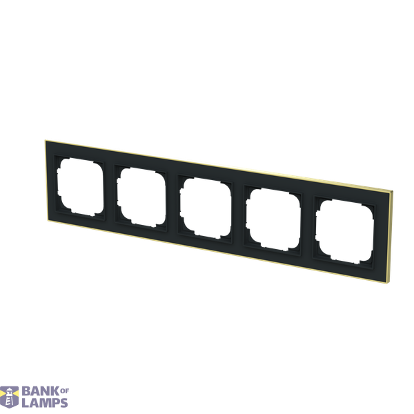 1725-453M-500 Cover  with decor ring, 5gang black matt gold image 2