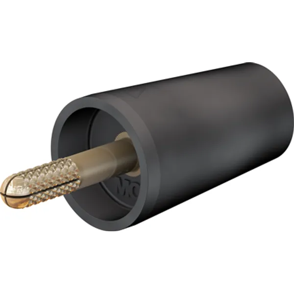 Screw-clamping adapter, 4 mm plug, spreadable to 4 mm socket, black, CAT II, 24.0160-21 image 1