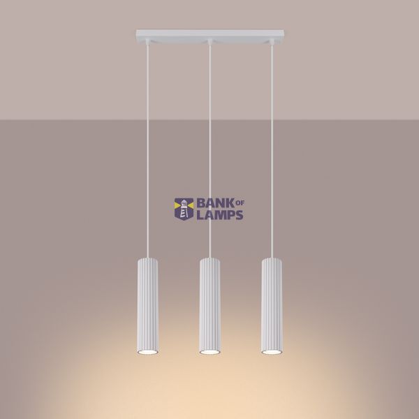 THREE-POINT HANGING LAMP WHITE CARBON WITH 3 WHITE TUBES LAMPSHADES image 10