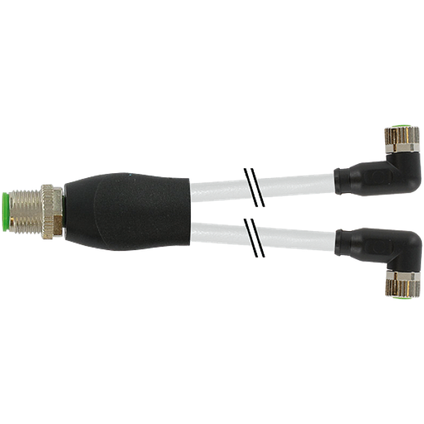 Y-Distributor M12 male/M8 female 90° A-cod. PUR 3x0.25 gy +drag ch. 2m image 1