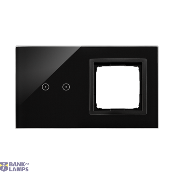 Touch panel 2 modules, Modul 1: 2 horizontal touch fields, Module 2: space for Simon 54 module, Fixing: horizontal, volcanic lava image 1