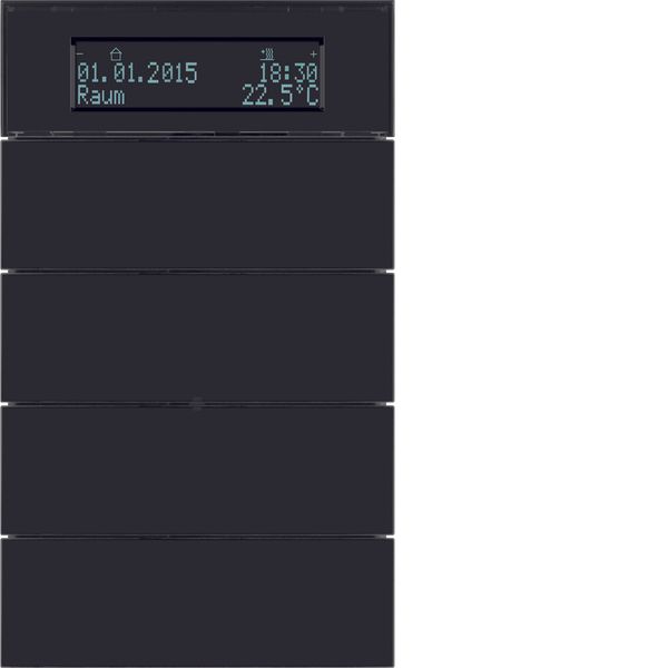 B.IQ push-button 4gang thermostat, display, KNX - B.IQ, glass black image 1