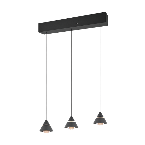 Romeo LED pendant 3-pc matt black image 1