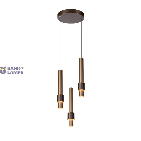 Lucide MARGARY - Pendant light - Ø 28 cm - LED Dim. - 3x4W 2700K - Coffee image 1