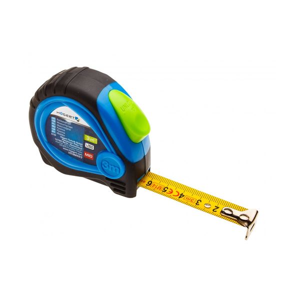 HOEGERT Tape measure 3 m x 16 mm, MID certified, teflon-coated blade image 1