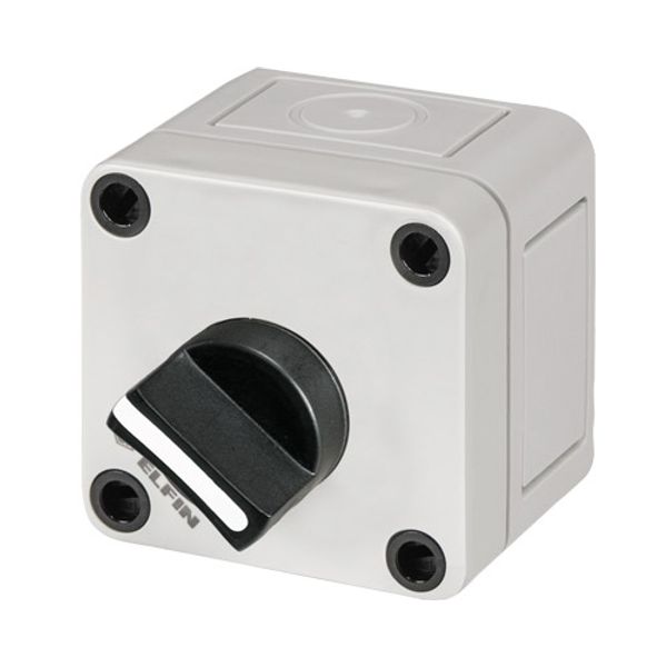 Polystyrene push-button enclosure 65x65x57 with 2-position knob selector switch, black image 1