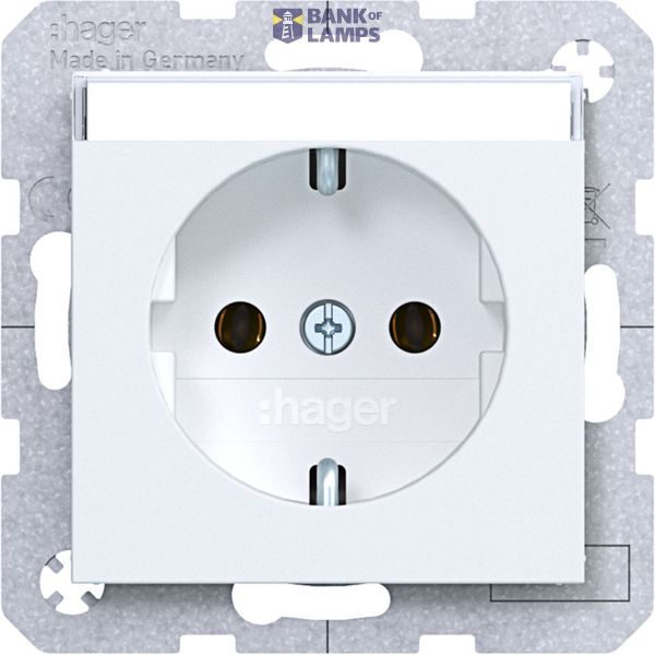 SCHUKO wall socket, text field, plug-in type, A.x/C.x, matte light white image 1