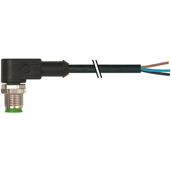 M12 Power male 90° T-cod. with cable PUR 4x2.5 bk UL/CSA+drag ch. 1,5m image 1