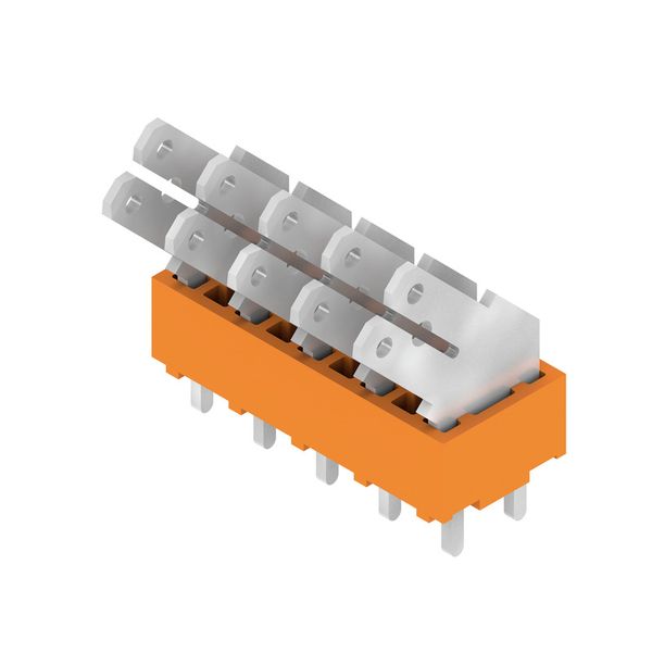 Printed circuit board terminals, 5.00 mm, Number of poles: 5, 135°, Solder pin length (l): 3.5 mm, tinned, orange, Flat-blade connection, Box image 2