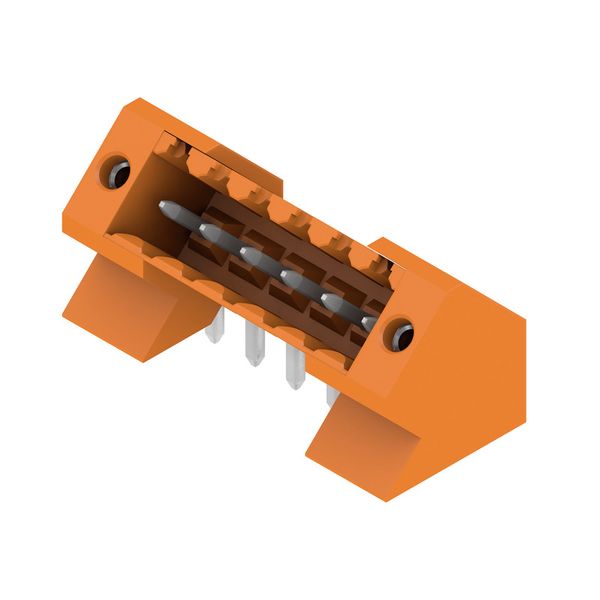 PCB plug-in connector, male header, Flange, THT solder connection, 3.50 mm, Number of poles: 6, 135°, Solder pin length (l): 3.2 mm, tinned, orange, Box image 2