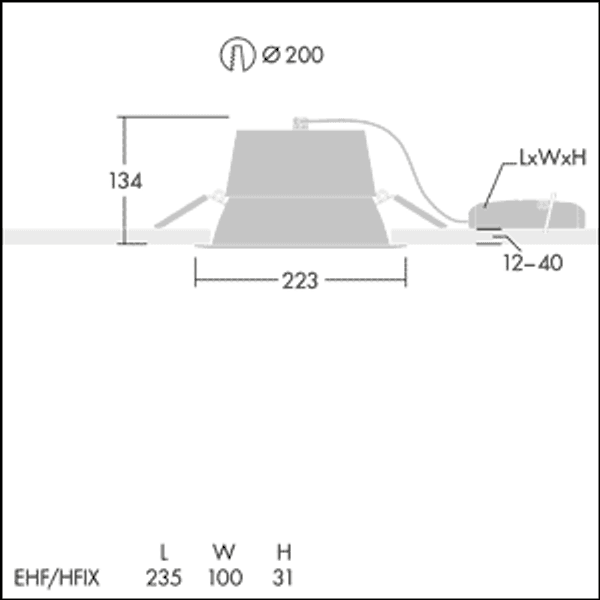 CHAL3 200 5000-840 HFIX WFL RSB - LED ceiling-recessed luminaire image 3