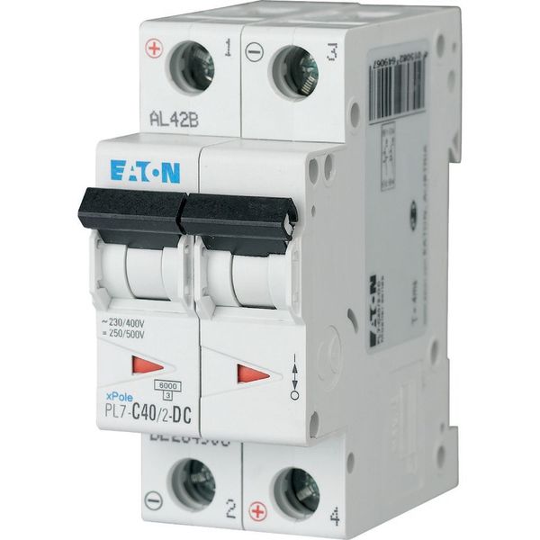 PL7-C40/2-DC Miniature circuit breaker (MCB), 40 A, 2p, characteristic: C, DC image 1