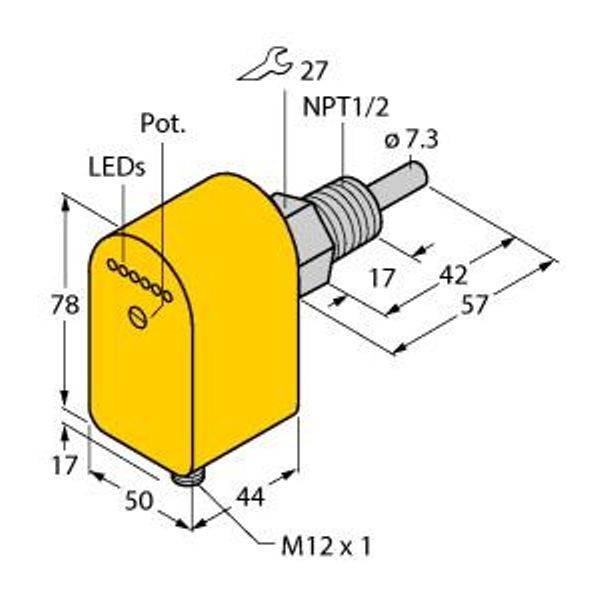 Flow Monitoring Immersion Sensor with Integrated Processor   FCS-N1/2A4P-AP8X-H1141 image 1