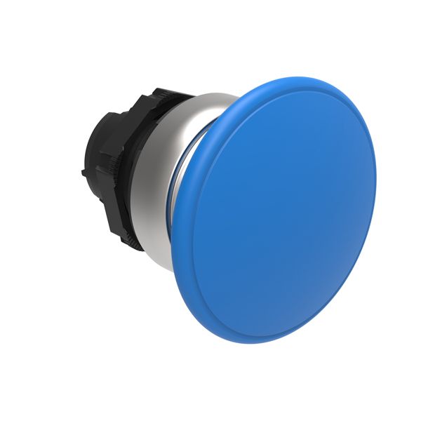 Mushroom head pushbutton actuator Ø22mm Platinum series chromed plastic, spring return, Ø40mm. Blue image 1