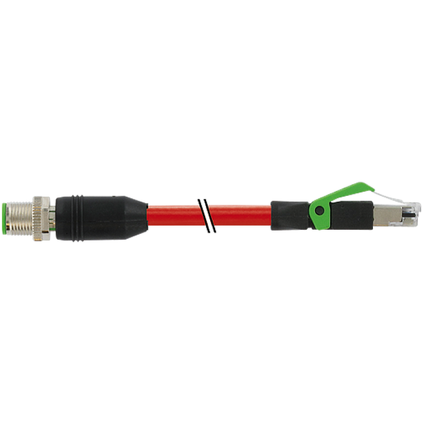 M12 male 0° D-cod. / RJ45 male 0° shielded PUR 1x4xAWG22 rd 3m image 1