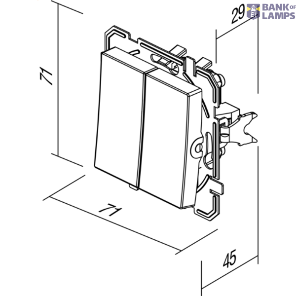 PUSH BUTTON 2GANG-1WAY 10A 250V~ TI XO 4415030 image 3