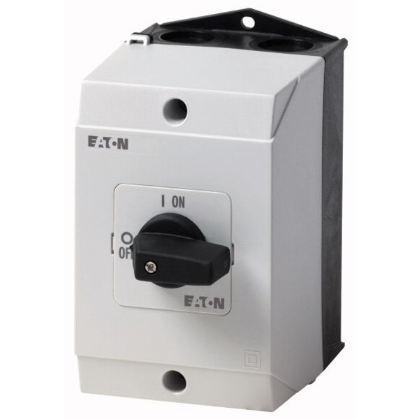 P1-32/I2/HI11 On-Off switch, P1, 32 A, surface mounting, 3 pole, 1 N/O, 1 N/C, with black thumb grip and front plate image 1