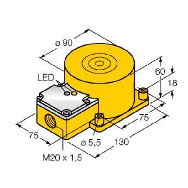 Inductive Sensor With Extended Switching Distance   NI100U-K90SR-VP4X2 image 1