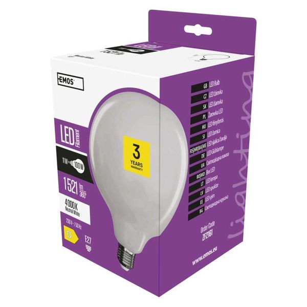 LED Lamp Filament Globe / E27 / 11 W (100 W) / 1 521 lm / Neutral White image 1