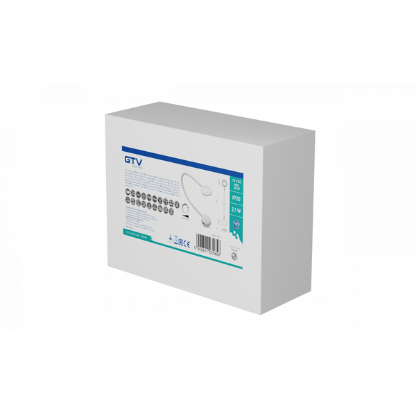 LED luminaire CHICAGO, 2.1 W, DC12V, 2xUSB-A, dimmable, 4000K, cable mini AMP 1.5 m, white image 2