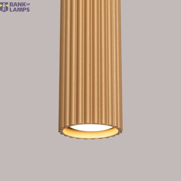 MODERN HANGING LAMP WITH CYLINDRICAL GOLD CARBON LAMP SHADE ON GU10 image 6