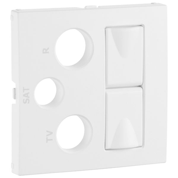 COV PLATE F/R-TV-SAT-2XRJ45 MULT SOCKET WHITE image 1
