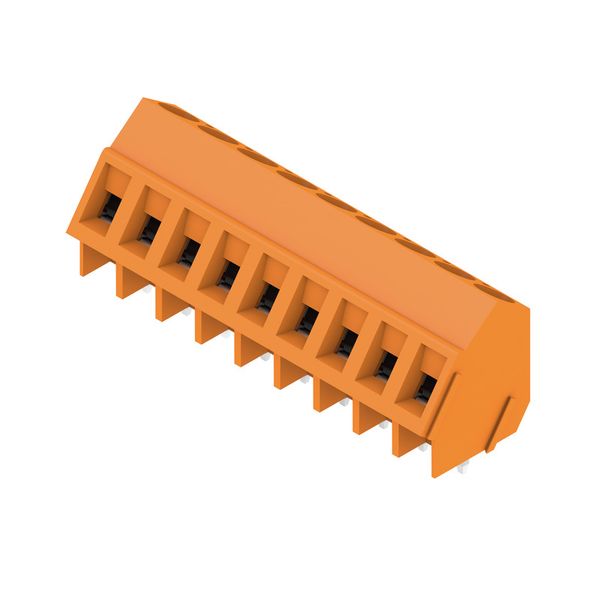 Printed circuit board terminals, 5.00 mm, Number of poles: 9, 135°, Solder pin length (l): 3.5 mm, tinned, orange, Clamping yoke connection, Clamping range, max. : 2.5 mm², Box image 4