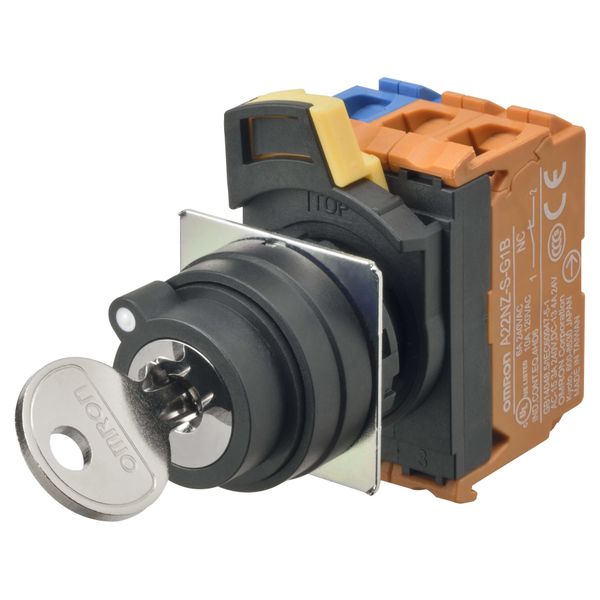 Selector A22NK Ã˜22, Key type S, 2 position, bezel plastic, MANUAL, REL A2250002M image 2