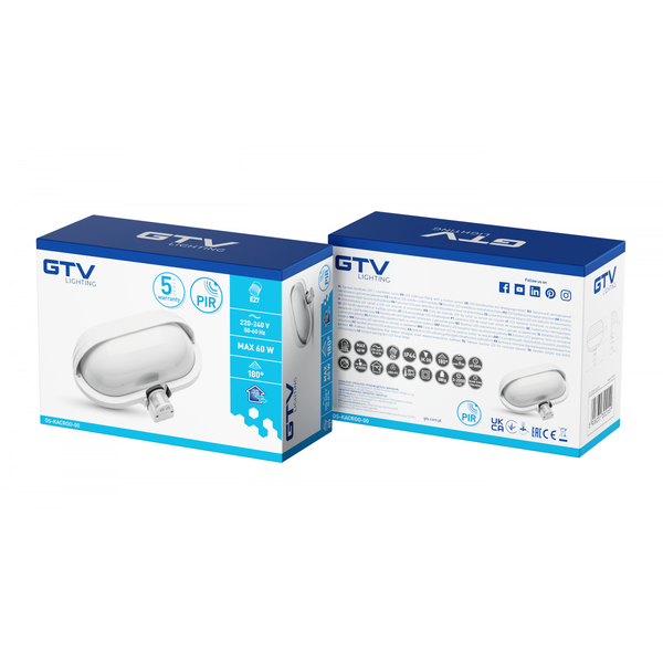 Luminaire for E27 lamps with protective visor and motion sensor, max. 60 W, AC220-240V, IP40, 180° image 2