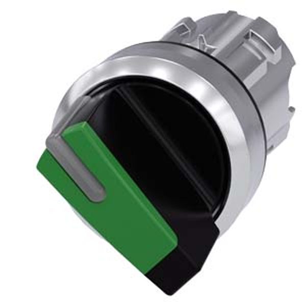 Toggle switch, illuminable, 22 mm, round, metal, high gloss, green image 1
