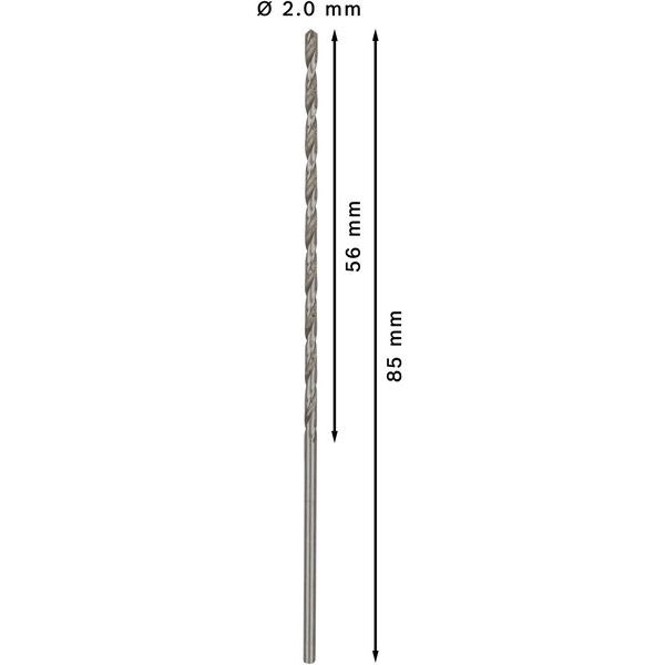 Metal drill bits HSS-G, DIN 340 2 x 56 x 85 mm 5 pcs. image 1