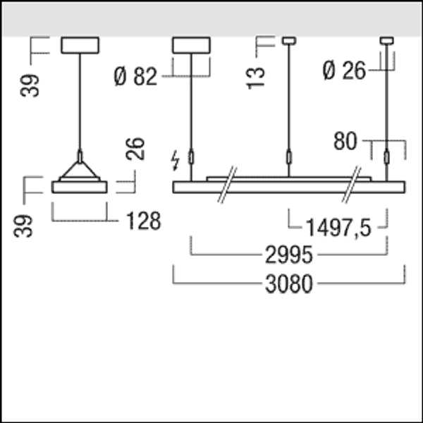 CLEVO ID 12000-840 L3080 LDO SR SRG - LED pendant luminaire image 3