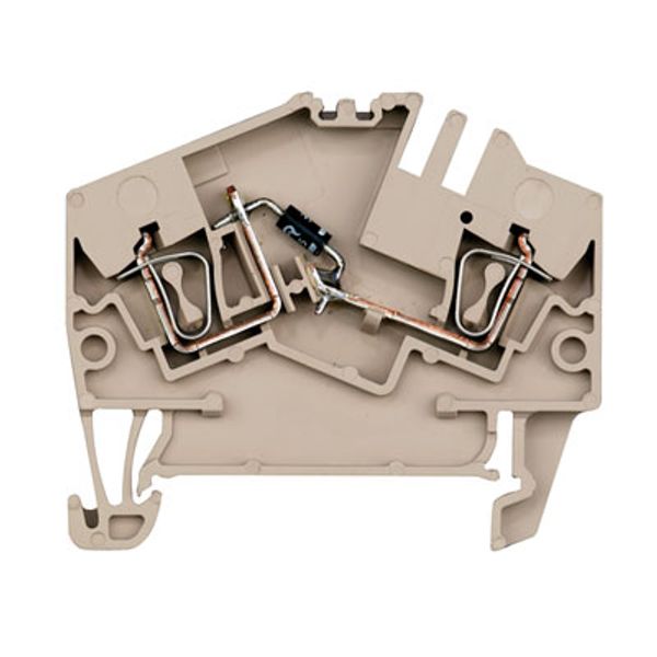 Z-series, Component terminal, Feed-through terminal, Rated cross-section: 2.5 mm², Tension-clamp connection, dark beige image 1