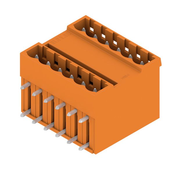 PCB plug-in connector, male header, closed side, THT solder connection, 5.00 mm, Number of poles: 12, 90°, Solder pin length (l): 3.2 mm, tinned, orange, Box image 3