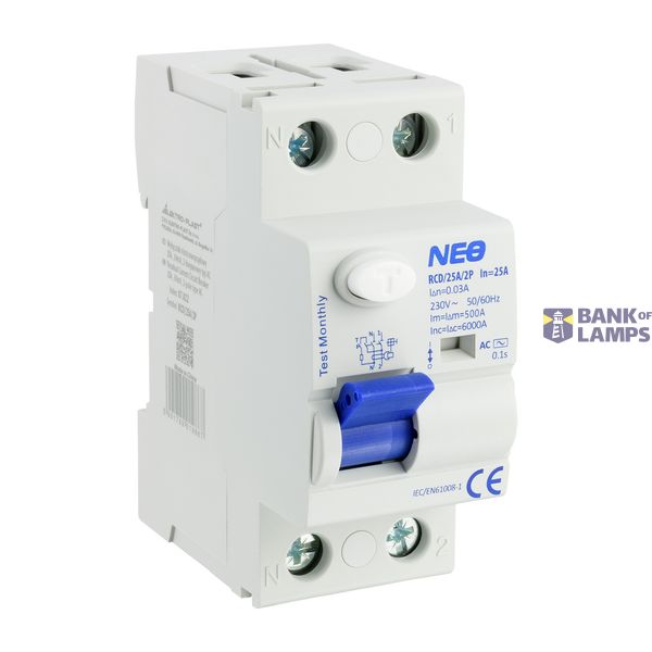 25A, 30mA, 2-pole differential circuit breaker, AC type RCD/25A/2P image 1