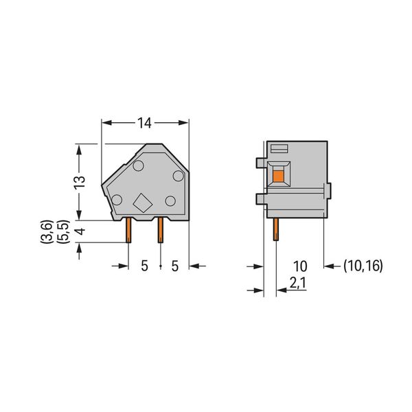 Stackable PCB terminal block 2.5 mm² Pin spacing 10/10.16 mm gray image 3
