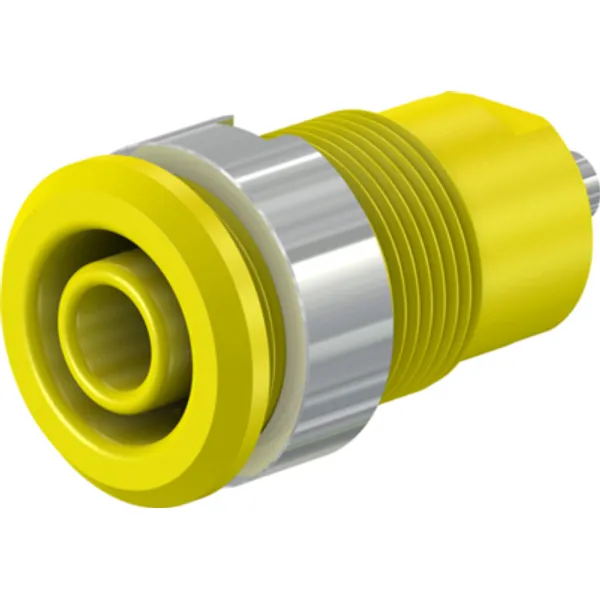 4 mm socket, solder connection, mounting Ø 12.2 mm, CAT III, yellow, 49.7049-24 image 1