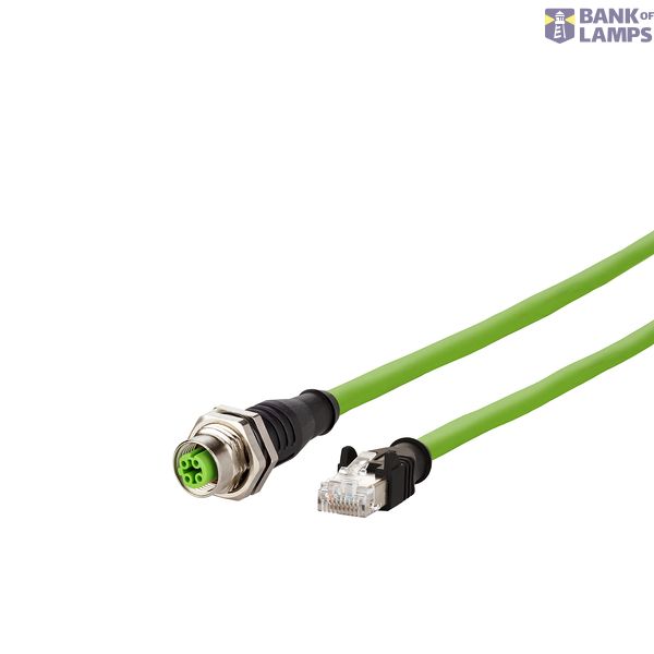 M12 Industrial Ethernet cable, D-coded, 2.0 m, M12 jack straight - RJ4 image 1