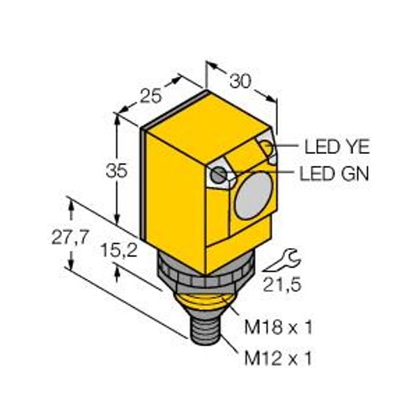 Photoelectric Sensor Diffuse Mode Sensor with Fixed-Field Background Suppression   Q25SP6FF100Q image 1