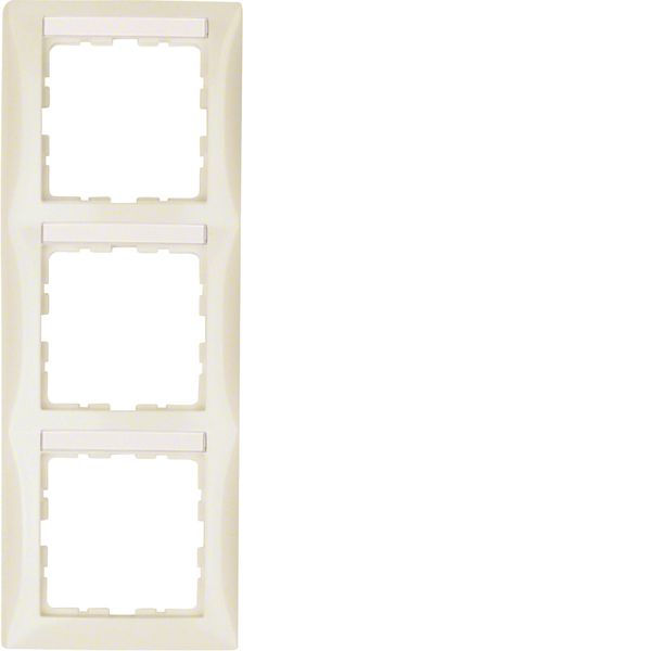 Frame 3gang vert., lab. field, S.1, white glossy image 1