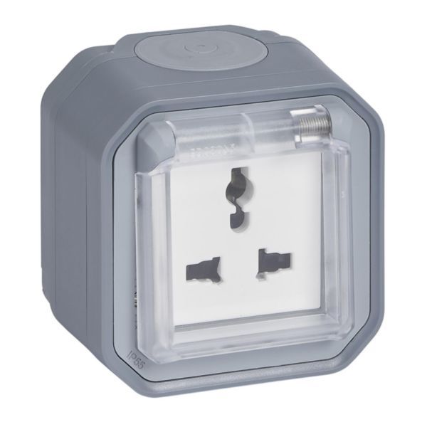 PLEXO MULTISTANDARD SOCKET OUTLET- GREY - SURFACE image 1