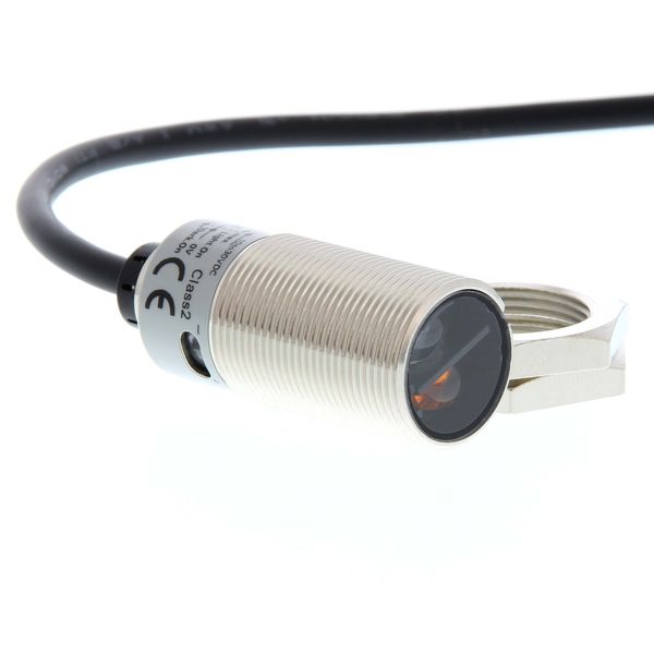 Photoelectric sensor, M18 threaded barrel, metal, red LED, background E3FB2028C image 2