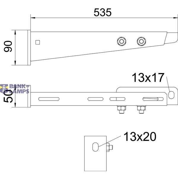 Bracket with connection profile B510mm Steel Hot-dip galvanised zinc image 2