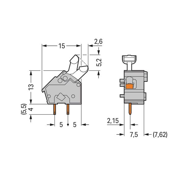 Stackable PCB terminal block push-button 2.5 mm² light gray image 2