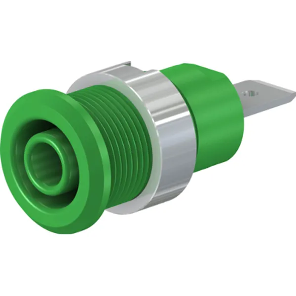 4 mm socket, flat plug connection, mounting Ø 12.2 mm, CAT III, green, 49.7046-25 image 1