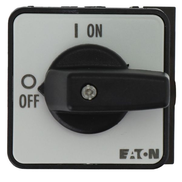 On-Off switch, P1, 40 A, rear mounting, 3 pole, 1 N/O, 1 N/C, with black thumb grip and front plate image 7
