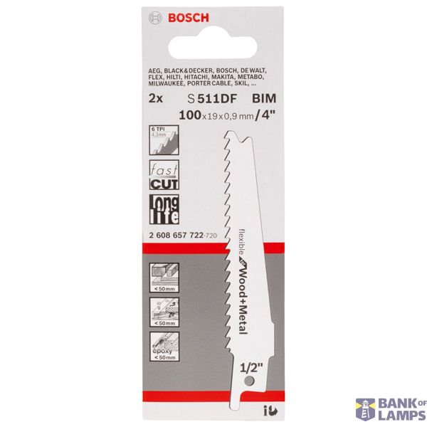 Reciprocating saw blade S 511 DF Flexible for Wood and Metal 2 pcs. image 1