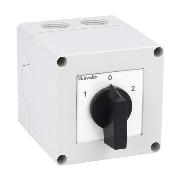 Enclosed rotary cam switch 7GN series, 3-phase motor reversing switch 16A in plastic enclosure 75X75mm with black handle image 1