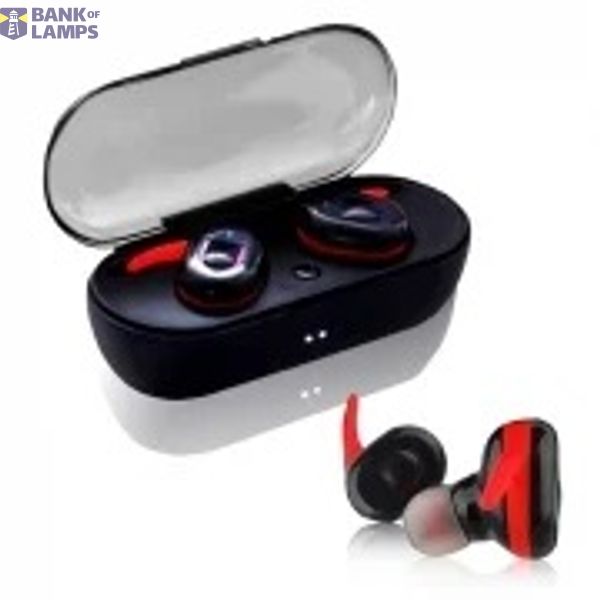 TWS MICRO wireless headphones with microphone black-red/white image 1